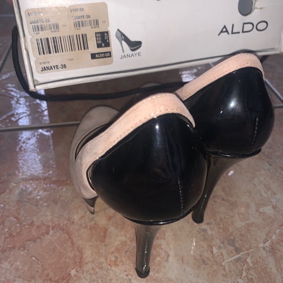 Aldo Janaye Heels Shoes Nude and Black Size 6.5 - Picture 9 of 10